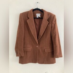 Vintage Diversity Wool Blend  Brown Blazer Minimalist Trendy Size 10 PETITE